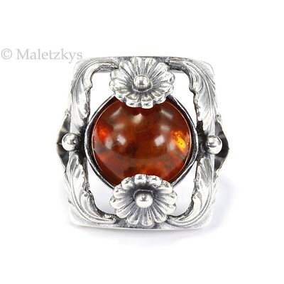 Niels Erik From - Vintage Ring Bernstein 925er Silber 50er Jahre 16,2 mm Gr. 51