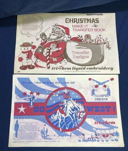 Vintage Tri-Chem Liquid Embroidery Hot Iron Transfer Lot Christmas Western Girls - Picture 4 of 9