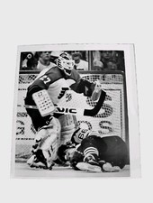 TYPE 1 NHL HOCKEY PHOTO RON HEXTALL MARIO LEMIEUX GOALIE MASK PITTSBURGH LEGEND 