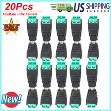 10Pairs 12V Male+Female 2.1x5.5mm DC Power Jack Plug Adapter Barrel Connector
