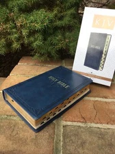 KJV Large Print Bible | Blue Faux Leather | Thumb-Indexed | King James Version 