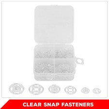 150x Clear Plastic Buttons Invisible Snaps Fasteners Press Stud with Storage Box