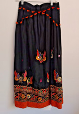 Vintage Hippie Boho India Maxi Skirt Embroidery and Mirrors Size S