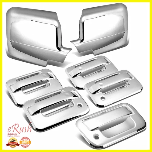 FOR 2004-2008 FORD F-150 TRIPLE CHROME SIDE MIRROR+HANDLE+TAILGATE COVERS