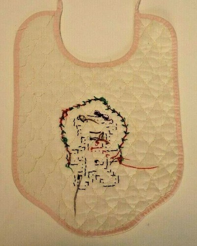Vintage Embroidered Babies Bib Cute Handmade Bib - Picture 3 of 3