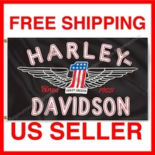 Harley Davidson Flag Banner 3 X 5 ft USA Flag Wings with Grommets FREE SHIPPING