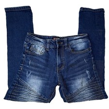 Southpole Big Boys 10 Destructed Ripped Moto Jeans 20325-3115 Ice Blue EUC