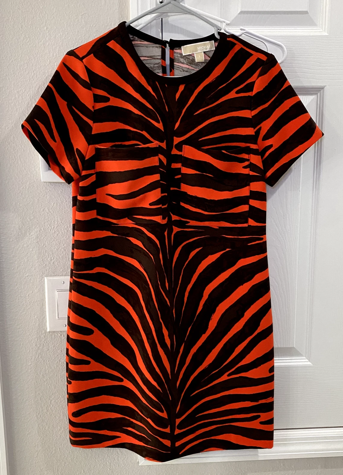 Michael Kors Vestito Stampa Tigre Pullover Manica Corta Taglia S