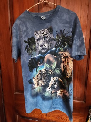Quail Hollow Shirt Mens Small Tye Dyed Wildlife Jungle Animals Tee Blue