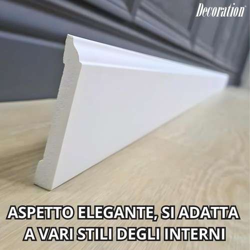 Ducale - Battiscopa Bianco in Polimeri Duri (Misure 200x8,1x1 cm) Zoccolo Facile - Afbeelding 6 van 6
