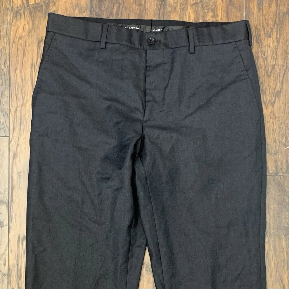 Брюки Ralph Lauren Black Label Dress 30 черные шерстяные плоские спереди роскошные сделано в Италии - Изображение 2 из 4