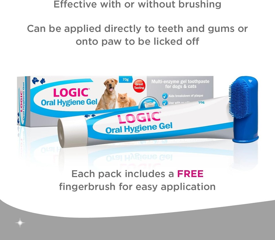 LOGIC ORAL HYGIENE GEL FOR CATS AND DOGS 70 G WITH FINGER TOOTHBRUSH eBay