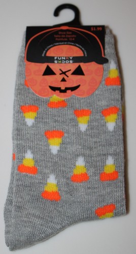 Funky Socks Boys Girls Unisex Gray Candy Corn Halloween Socks Sz 10-4 NWT - Afbeelding 1 van 1