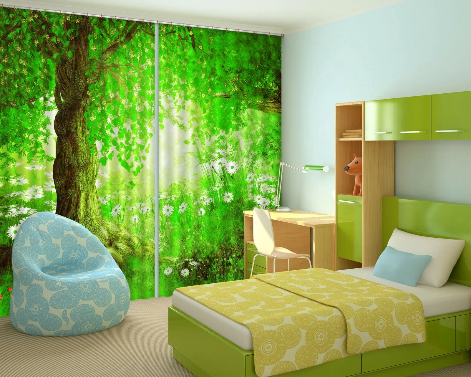 3D Flower Forest ZHUA1455 Blockout Photo Curtain Fabric Window Zoe