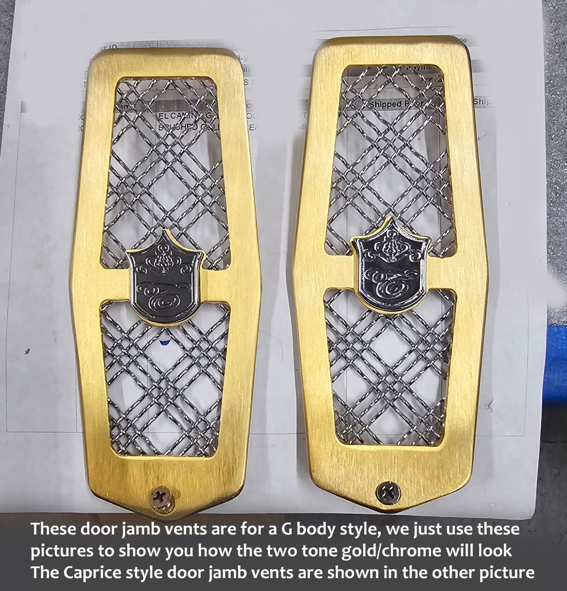 Buick Skylark Regal Pontiac Grand Prix GOLD Chrome mesh door jambs