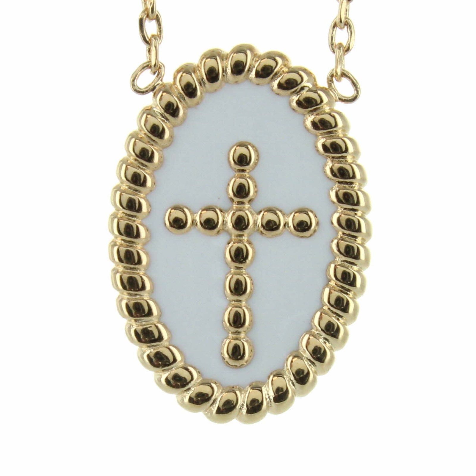 Collier en Plaqué Or et médaille croix émaillée d'exception - 2