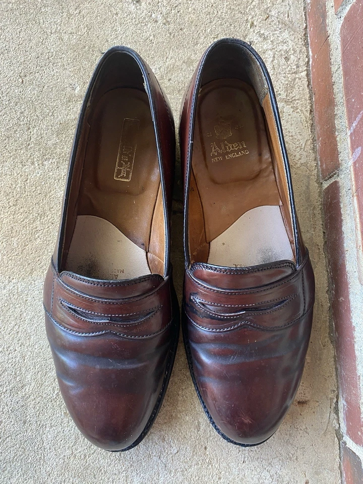 Alden New England Men's Full Strap Penny Loafers. Size 7.5 B/D. Burgundy. - Image 2 of 4