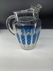 Vintage 1950 Anchor Hocking Pitcher Royal Blue and Gold MCM
