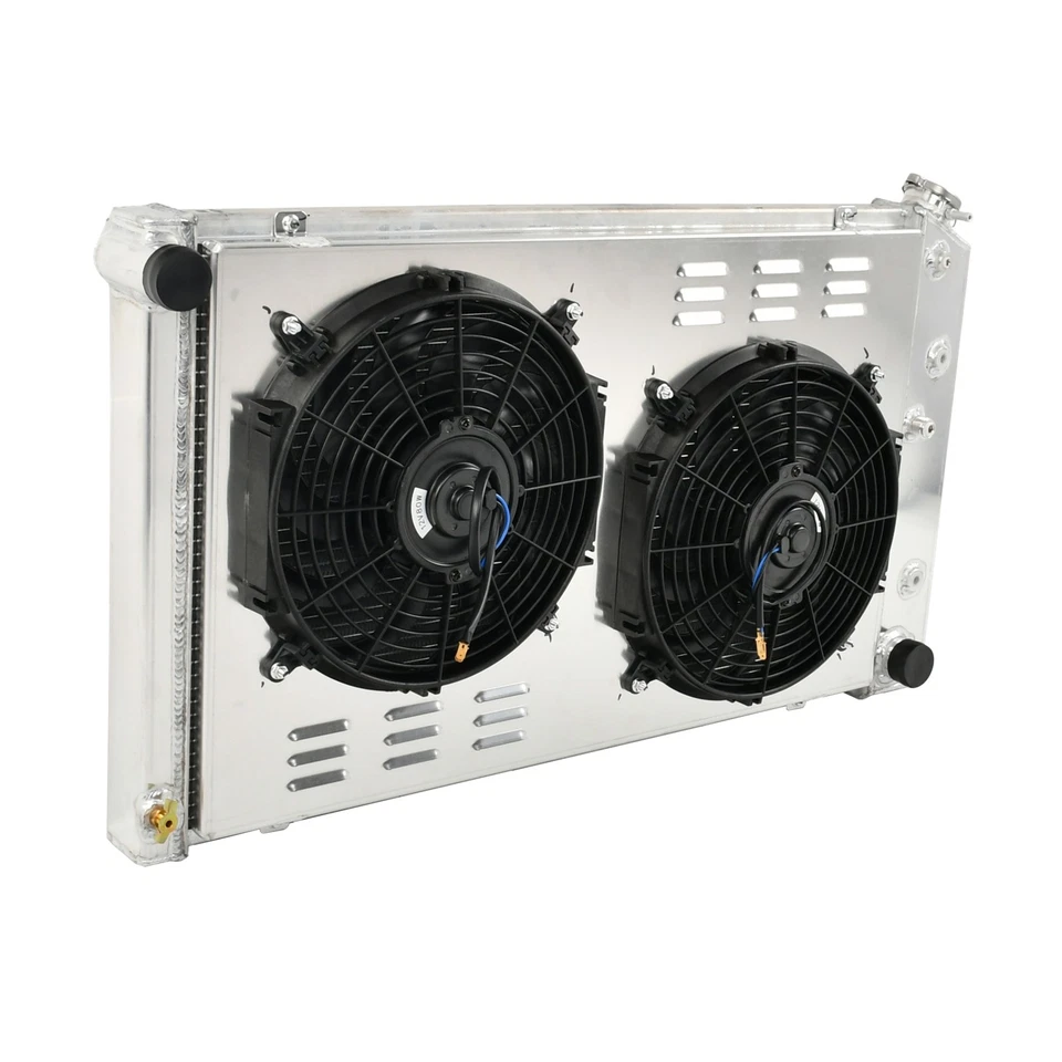 Radiador de 3 filas + ventilador de cubierta para Chevy/GMC C10 C20 C30 K10 1968-87 28" con El Camino Foto 3 de 4