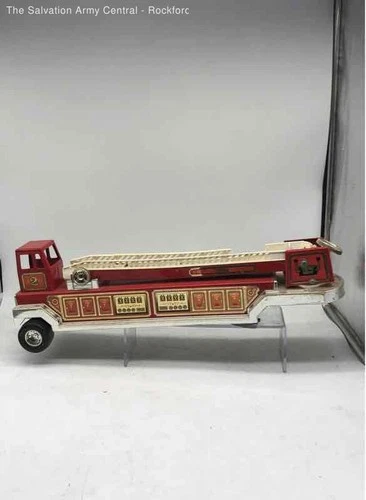 Lot Of 2 Vintage Tonka Pressed Steel Fire Truck Engine With Broken Ladder