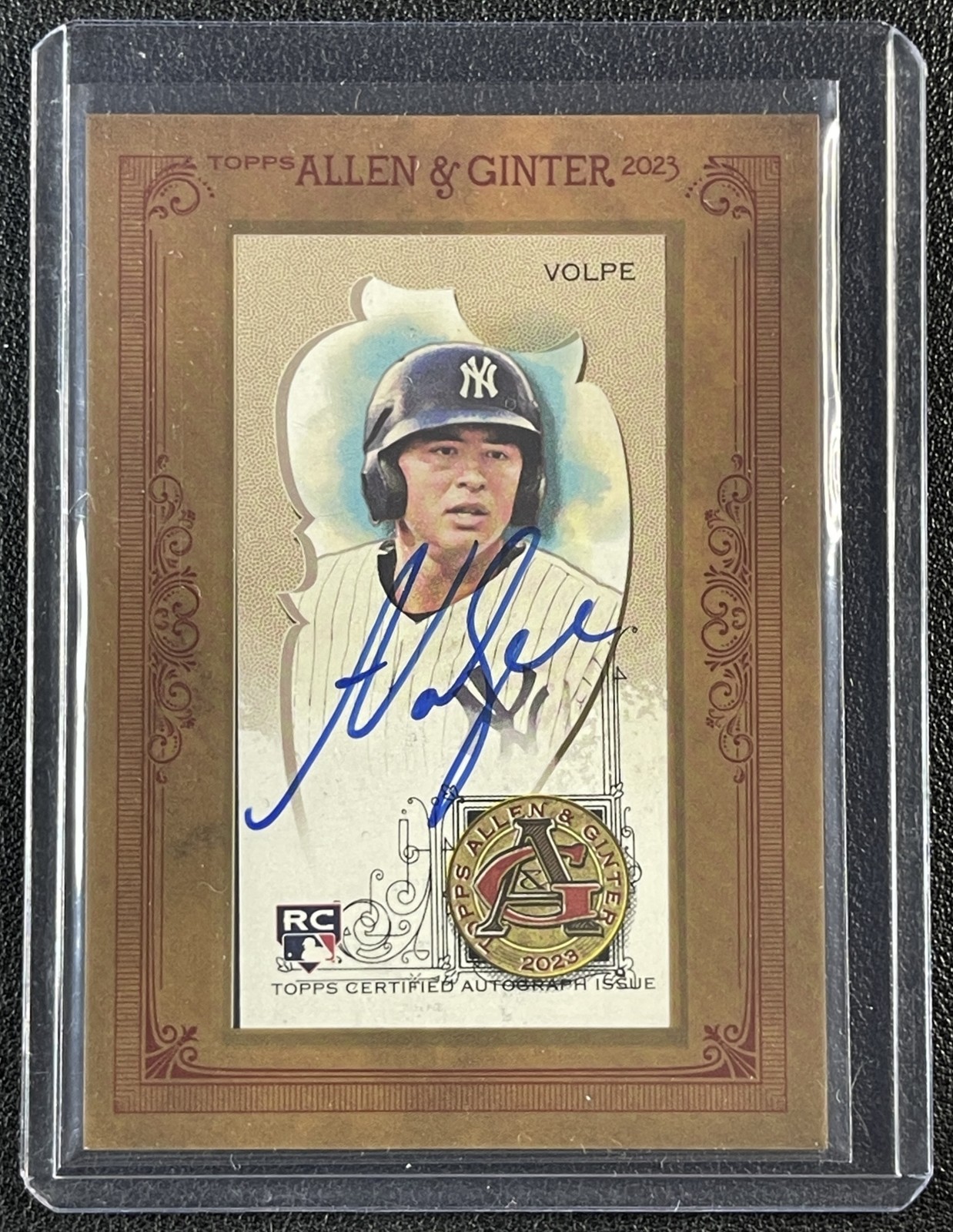 ANTHONY VOLPE 2023 TOPPS ALLEN & GINTER MA-AV ROOKIE MINI FRAMED AUTO RC YANKEES