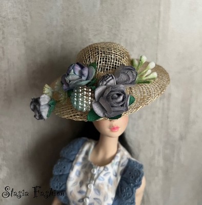 OOAK Integrity Toys Silkstone Barbie Poppy Parker Mizi Blue Roses Summer Hat