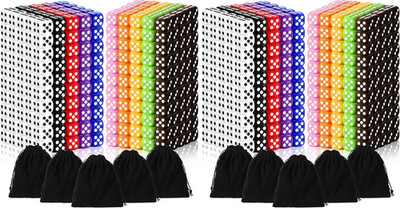 500 Pieces 16Mm Colored Dice Bulk 6 Sided Dice Set with 5 Pieces Drawstring Pouc