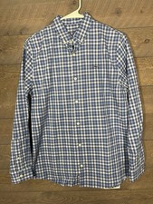 Vineyard Vines Whale Shirt Youth Boy's XL 18 Blue Plaid Long Sleeve Cotton