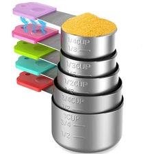 Magnetic Measuring Cups 5 Stainless Steel Nesting Set for Dry or Liquid