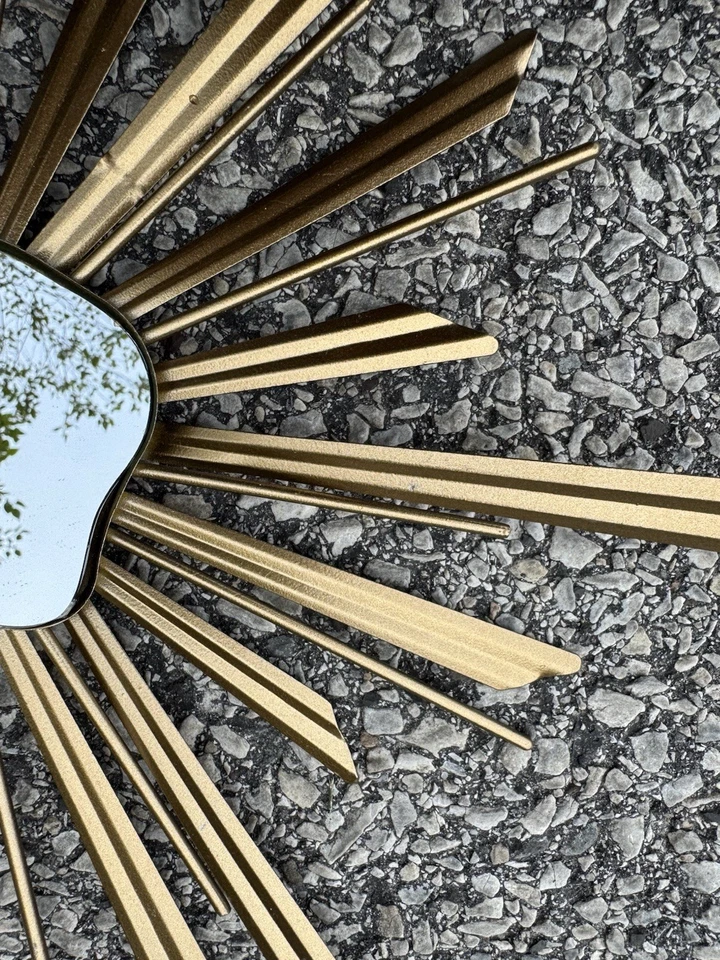 Arte de pared con espejo en forma de ágata Sunburst Starburst moderno atómico de mediados de siglo de 13" Foto 3 de 4