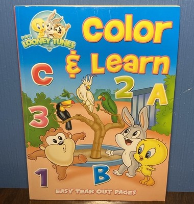 VINTAGE Baby Looney Tunes Color & Learn ABC 123 Coloring Activity Book Easy Tear
