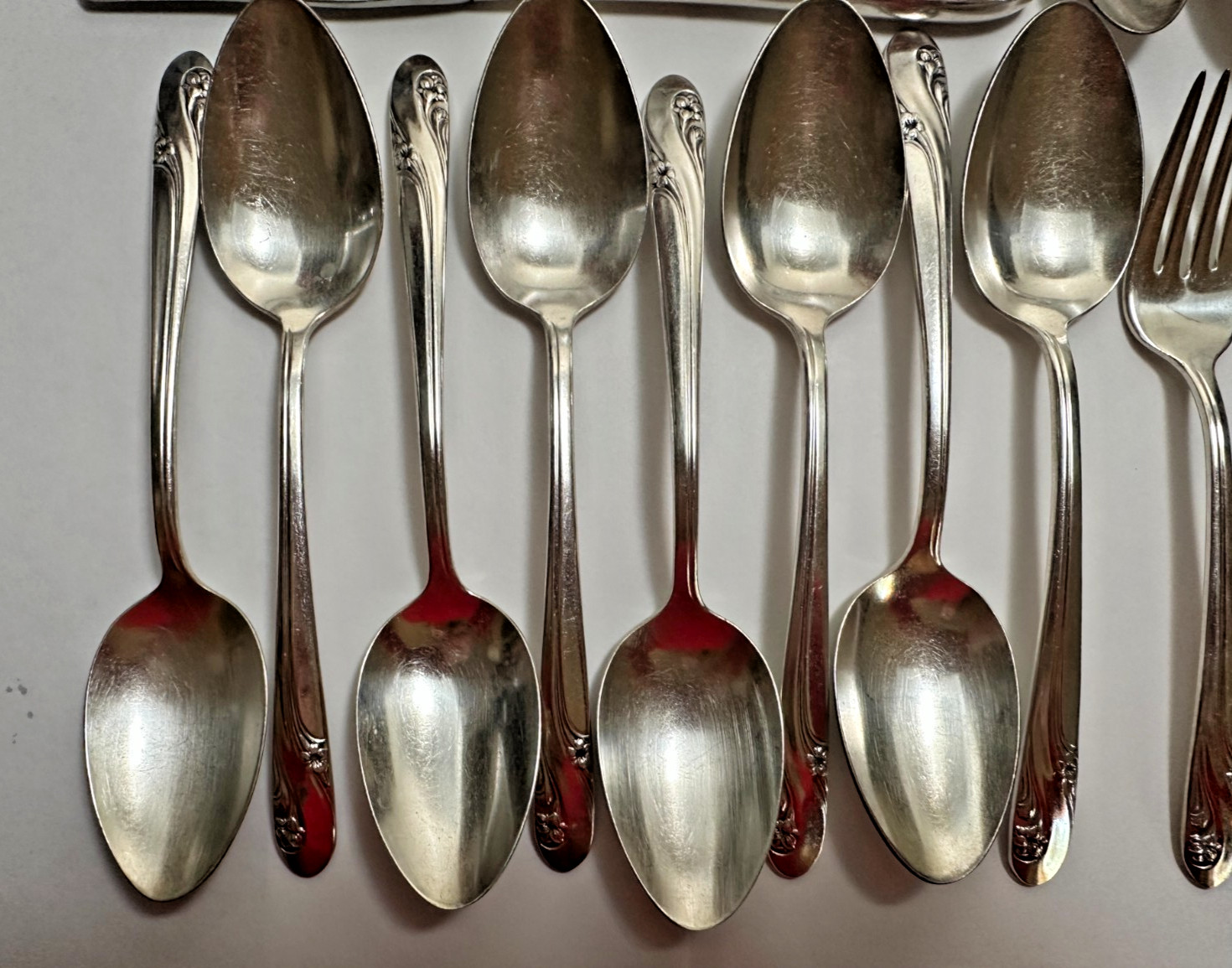 Vtg Holmes Edwards Silver Plate Romance 1925 Inlaid Flatware Service for 8 48 pc