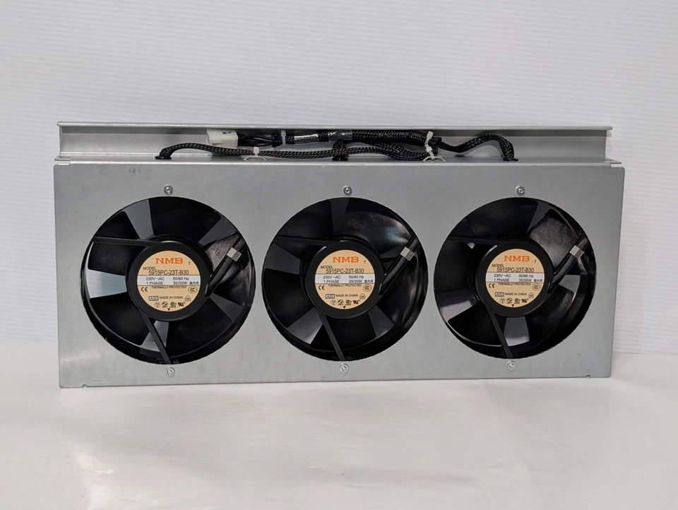 Three NMB 5915PC-23T-B30 Axial Cooling Fans in Schneider 0N-96385 Housing Assy - Image 3 of 4