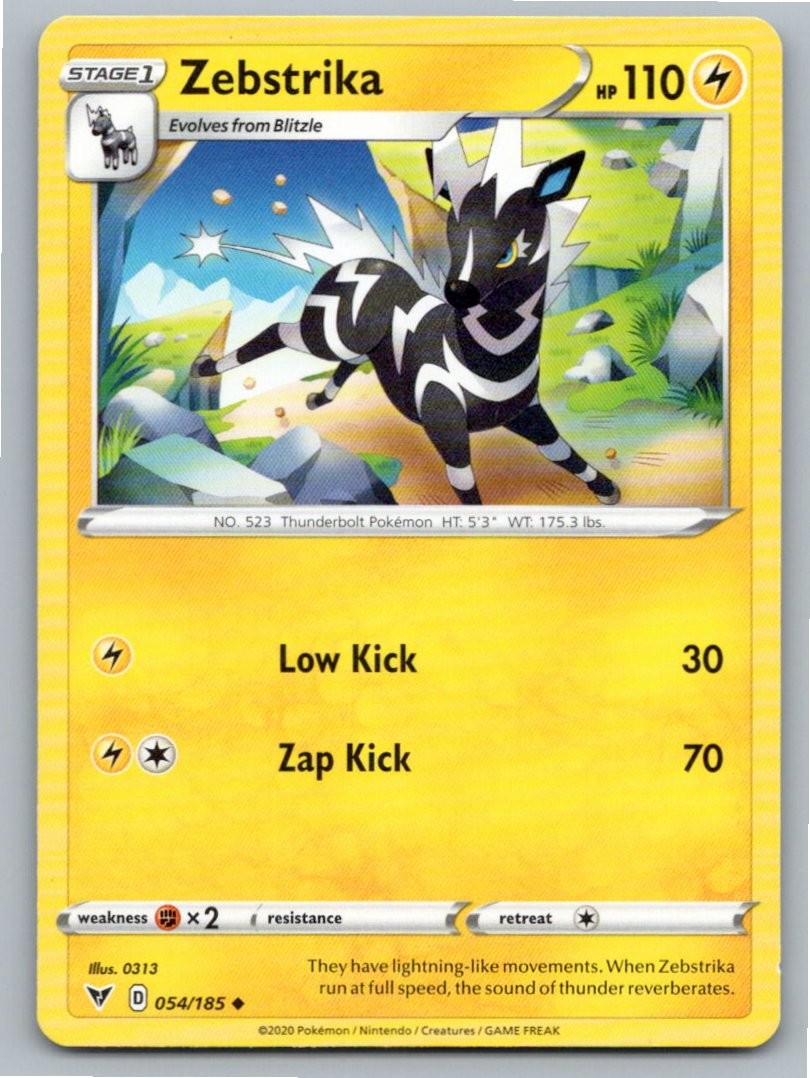 2020 POKEMON ZEBSTRIKA VIVID VOLTAGE 054/185 UC NM A60272 FREE S&H