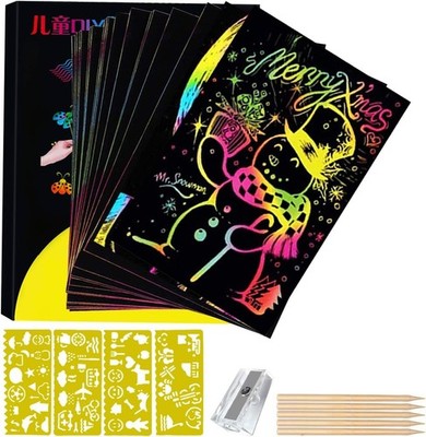 Scratch Art für Kinder, Regenbogen Kinder Malerei Kratzpapier Kombi Kunst Set