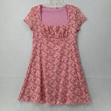 Forever 21 Y2K Cottagecore Feminine Stretch Floral Mesh Mini Dress Sz Small