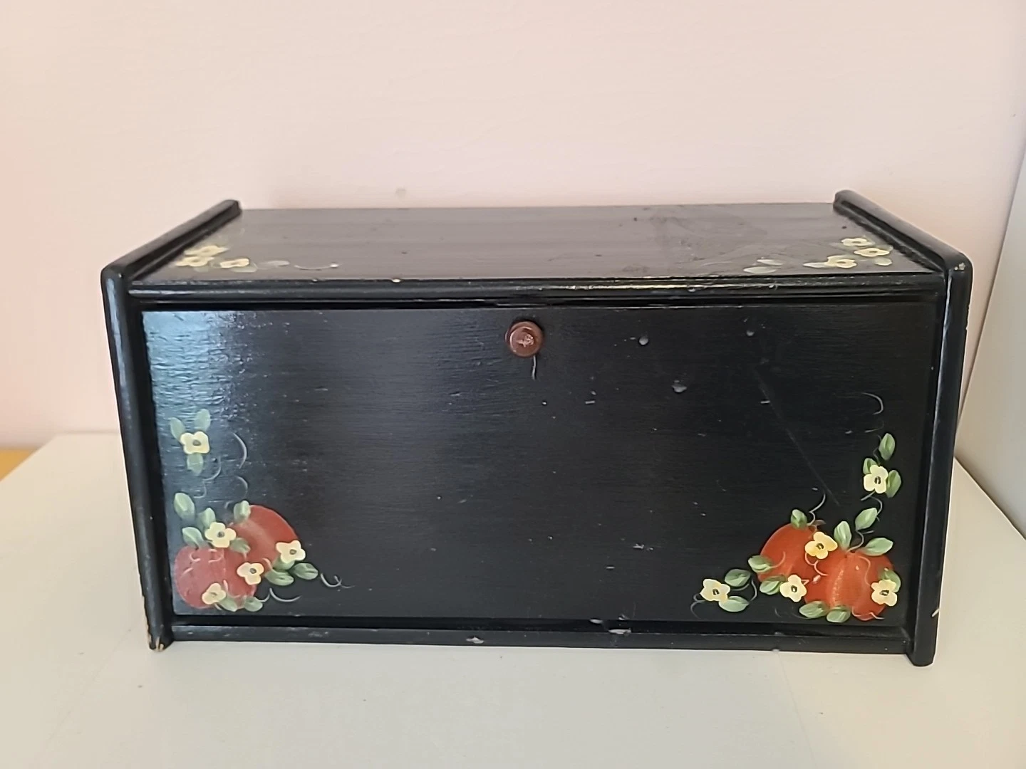 Vintage Wooden Bread Box Countertop Storage Rustic Farmhouse