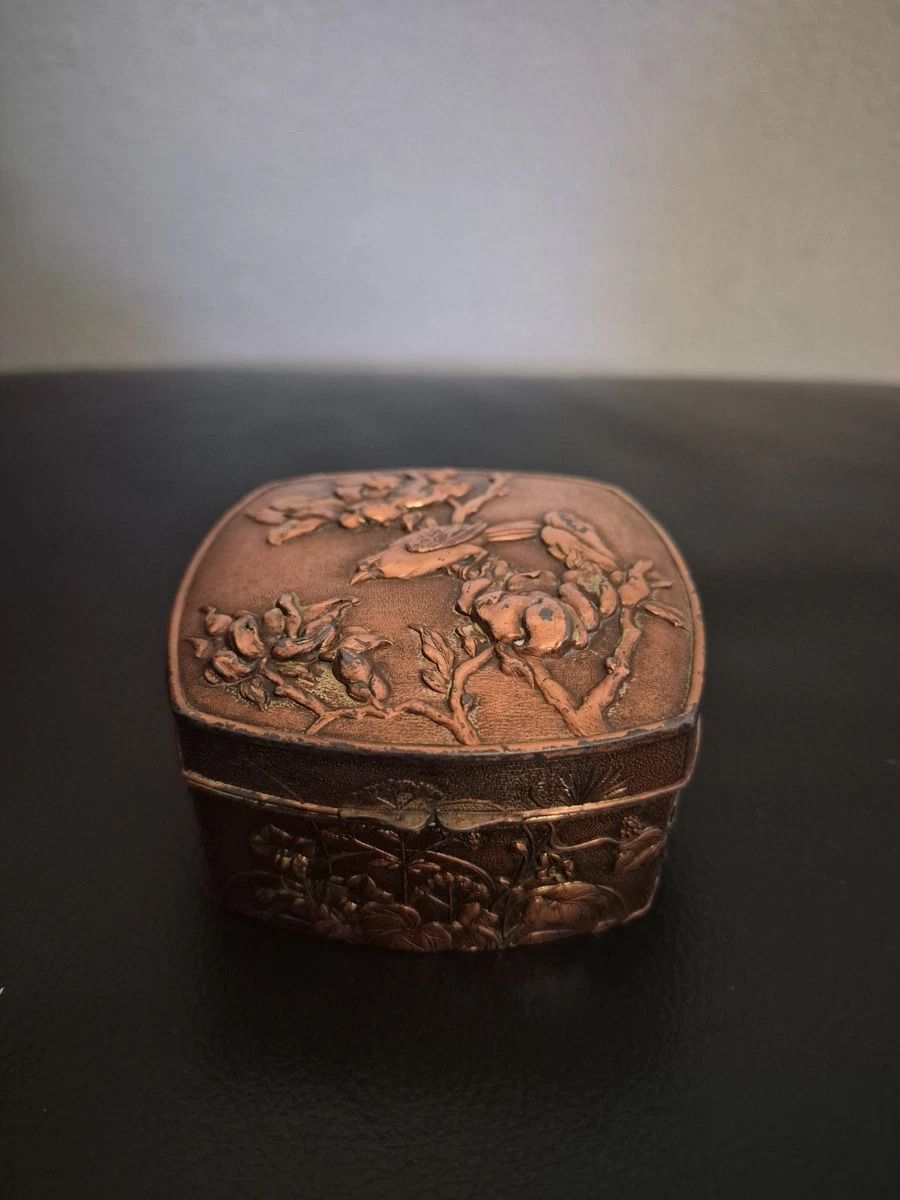 taka　中国　古錫漢詩刻　四方盒子肉池　小箱　約193g　D　R8858 Silver Primary Antique Japanese Boxes 1900-1940 Age for sale | eBay