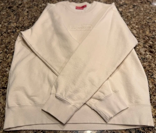 Pull col rond crème logo boîte coupe suprême taille XL authentique