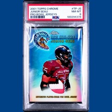 PSA 8 2001 Topps Chrome Refractor Junior Seau Pro Bowl Worn Jersey #TP-JS