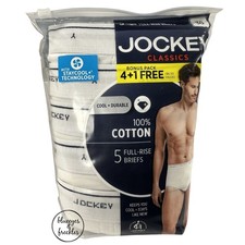 JOCKEY Classic Full-Rise Briefs Size 38 White  5 pairs NIP  100 Cotton  NEW