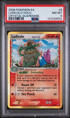 Pokemon Ludicolo Delta Species #6/100 EX Crystal Guardians Holo Rare HP PSA 8