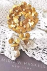 MIRIAM HASKELL 50'S SIGNED 2-PC SET:  GOLD GILT BRASS PANSY WHITE PEARL ACCENTS
