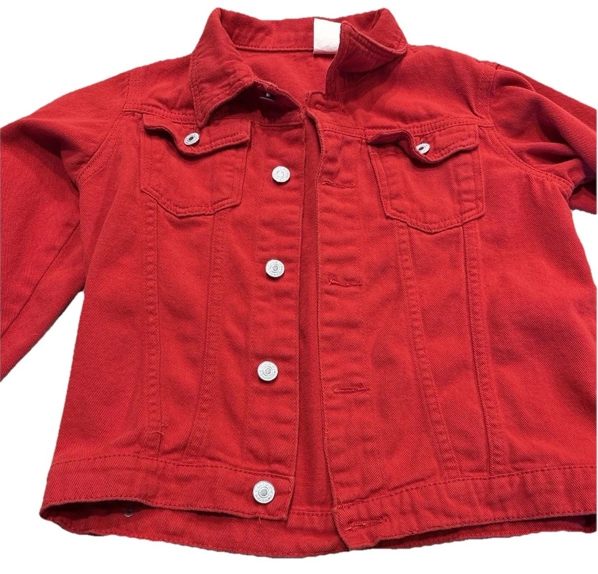Red Denim Jacket Women’s – Classic Button Front Jean Jacket – Casual Layering