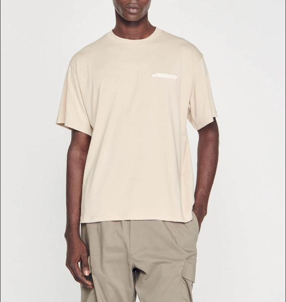 Sandro Shirt Beige Logo Gr. M Herren T-Shirt Kurzarm 100% Baumwolle SHPTS01383-image