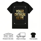 Custom Personalized Black T Shirt  Print Your Logo Text - Metallic Foil Texture