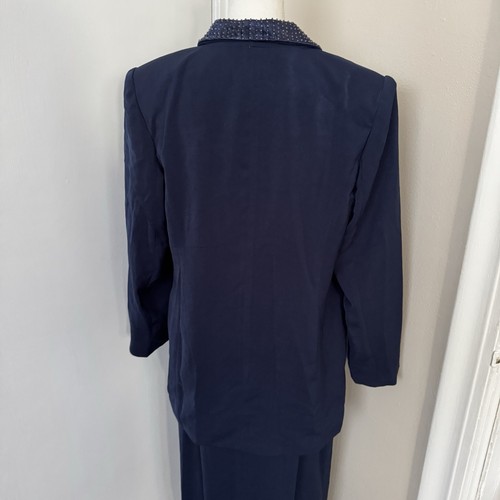 Lisa Rene Skirt Suit Women's 12 Navy Blue Roses Formal Suit Mother of the Bride - Picture 6 of 17