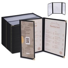 WeChef 30 Pcs Menu Covers 8.5x11" 2 Page 4 View  4.25x11" Half Page Wine List