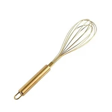 Stainless Steel Egg Whisk with Titanium Gold Plating - Ecofriendly Manual Egg...