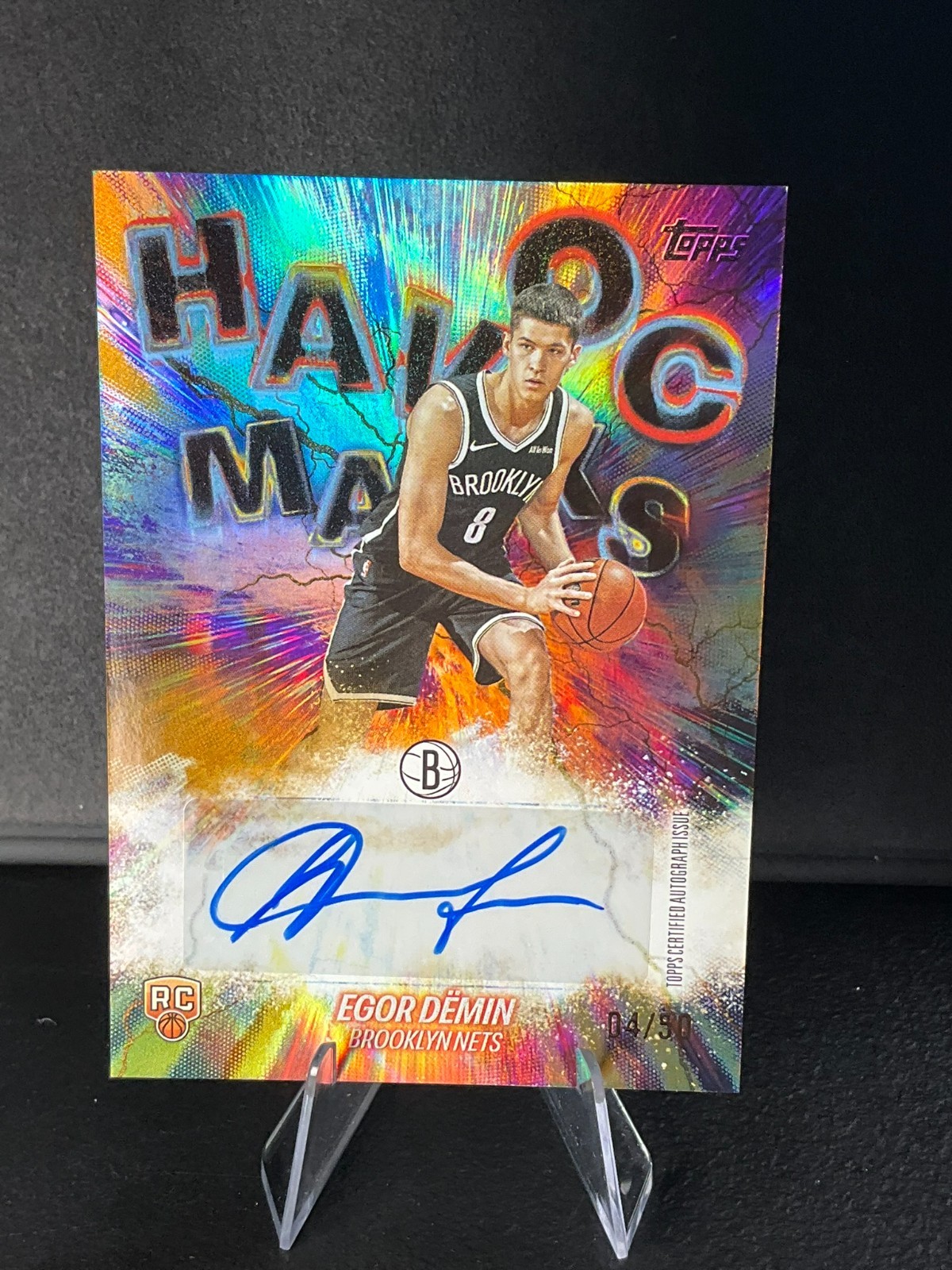 2025-26 Topps Havoc Marks Egor Demin, Brooklyn Nets Rookie Auto Gold Rainbow /50
